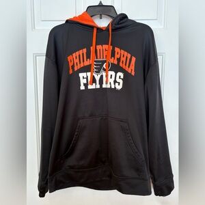 NHL Official Philadelphia Flyers Hoodie Sweatshirt Sz L 42/44 Black  Orange Logo